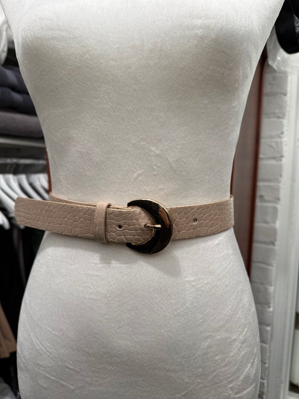 Ann Taylor Snake Print Vegan Leather Belt Silver Buckle M/L
